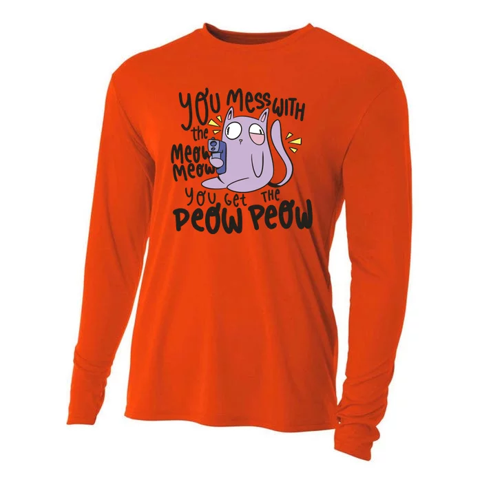 You Mess With The Meow Funny Cat Cooling Performance Long Sleeve Crew