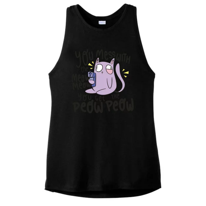 You Mess With The Meow Funny Cat Ladies Tri-Blend Wicking Tank