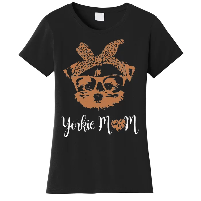 Yorkie Mom Yorkshire Leopard Dog Lovers Mother's Day Gift Women's T-Shirt