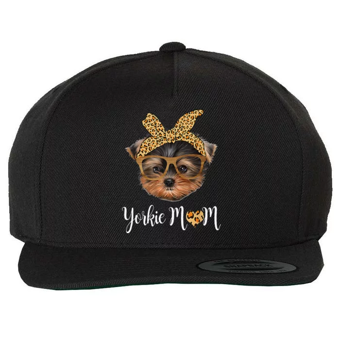 Yorkie Mom Yorkshire Leopard Dog Lovers MotherS Day 2024 Wool Snapback Cap