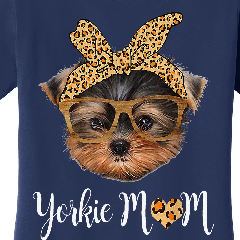 Yorkie Mom Yorkshire Leopard Dog Lovers MotherS Day 2024 Women's T-Shirt