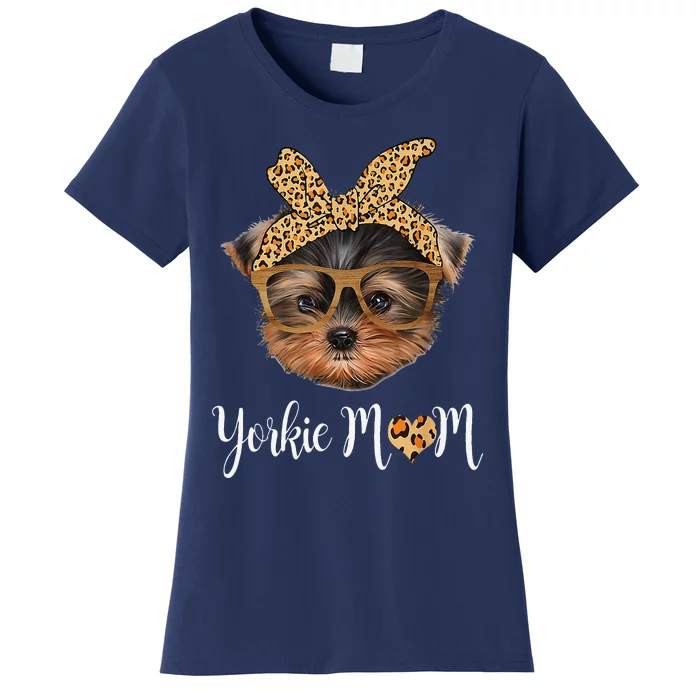 Yorkie Mom Yorkshire Leopard Dog Lovers MotherS Day 2024 Women's T-Shirt