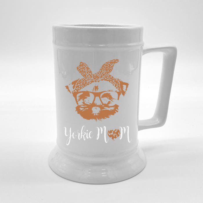 Yorkie Mom Yorkshire Leopard Dog Lovers Mother's Day Gift Front & Back Beer Stein