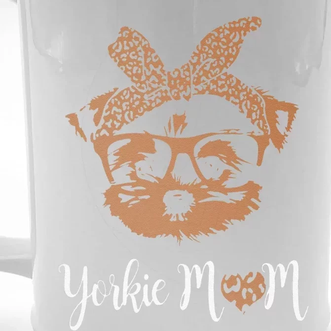 Yorkie Mom Yorkshire Leopard Dog Lovers Mother's Day Gift Front & Back Beer Stein