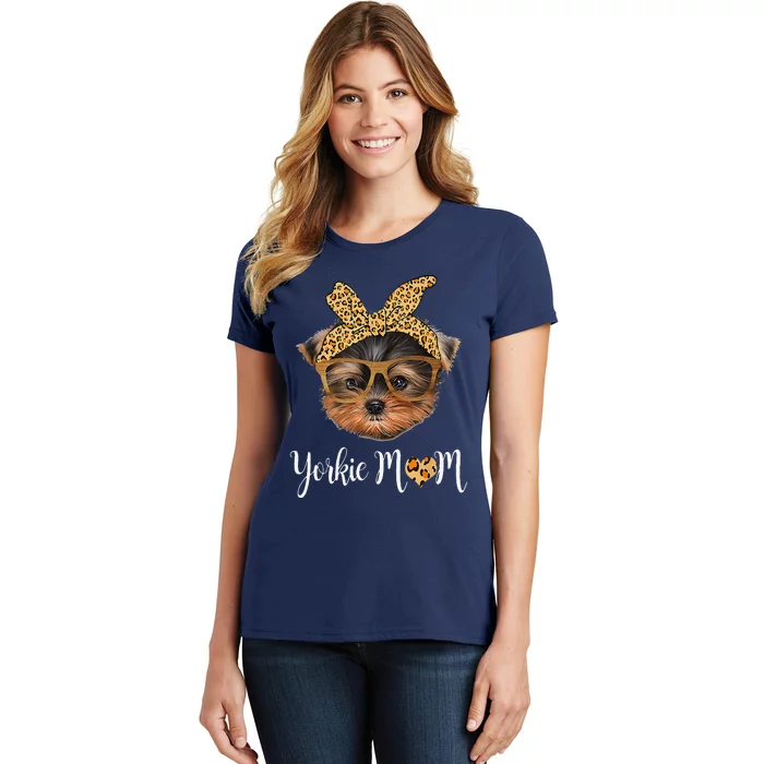 Yorkie Mom Yorkshire Leopard Dog Lovers Mothers Day Gift . Women's T-Shirt