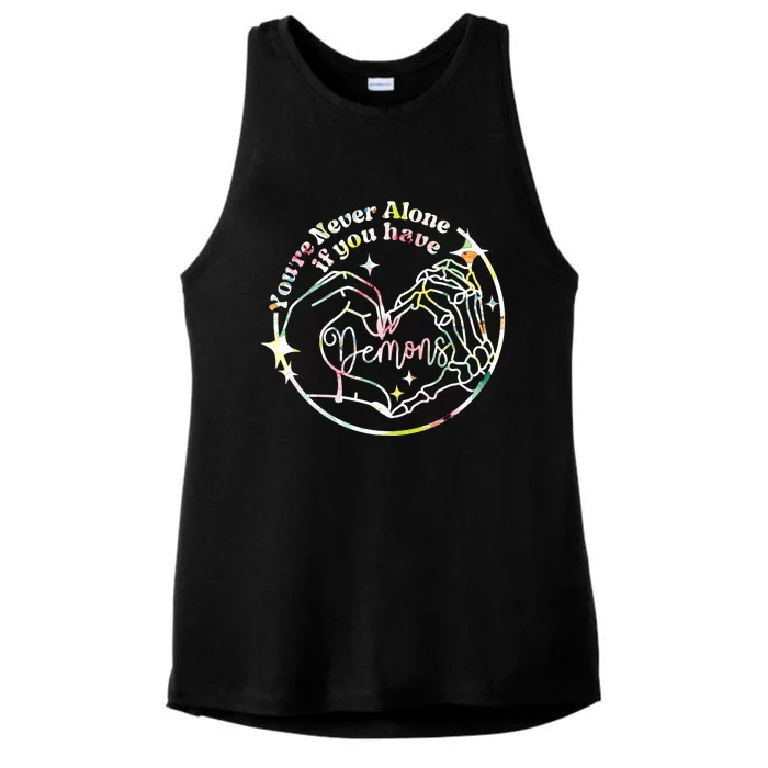 YouRe Never Alone If You Have Demons Witchy Ladies Tri-Blend Wicking Tank