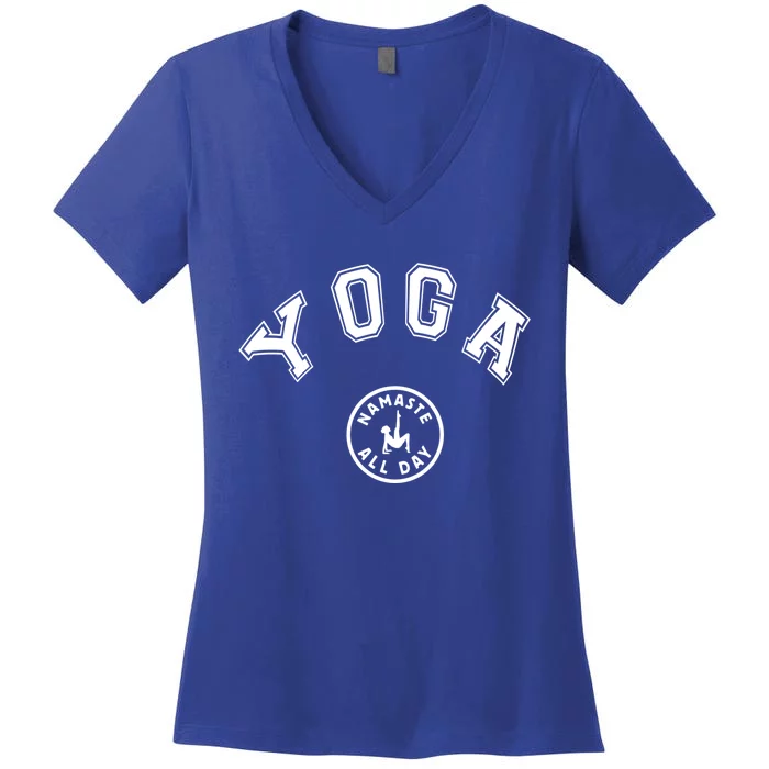 Yoga Namaste All Day Teacher Savasana Namaste Class Workout Gift Women's V-Neck T-Shirt