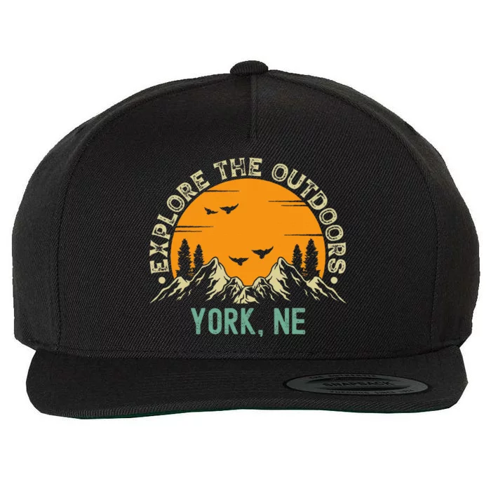 York Nebraska Explore The Outdoors Wool Snapback Cap