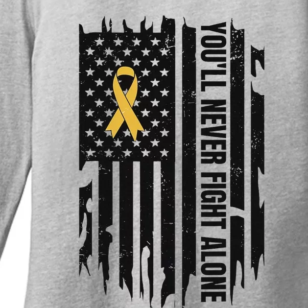 YouLl Never Fight Alone Childhood Cancer Awareness Womens CVC Long Sleeve Shirt