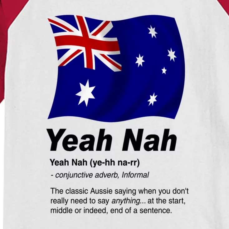 Yeah Nah | Funny Australian Slang, Phrase And Humor Definition Kids Colorblock Raglan Jersey