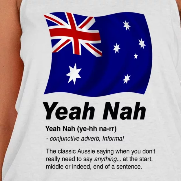 Yeah Nah | Funny Australian Slang, Phrase And Humor Definition Women's Knotted Racerback Tank