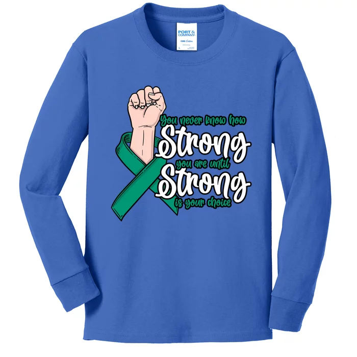 You Never Know How Strong You Are Liver Disease Awareness Gift Kids Long Sleeve Shirt