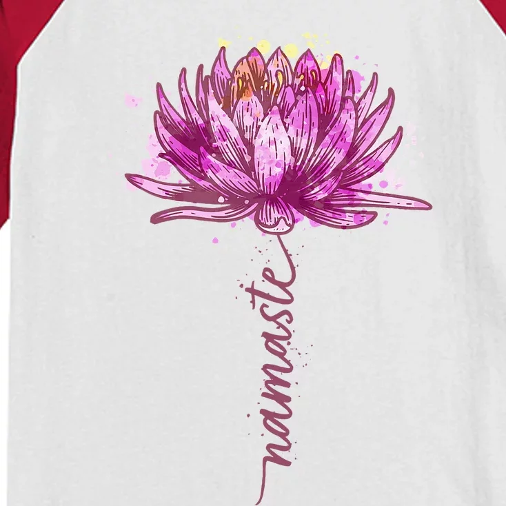 Yoga Namaste Lotus Flower Yoga Water Lily Yoga Kids Colorblock Raglan Jersey