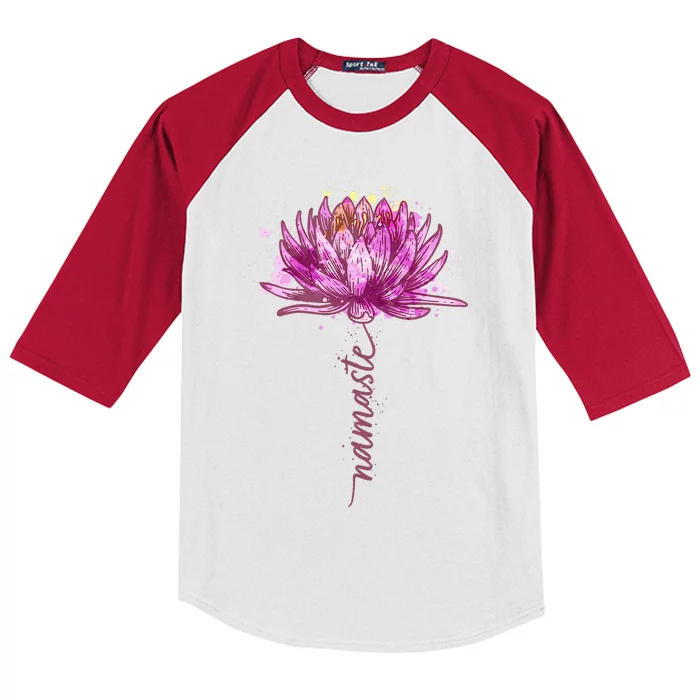 Yoga Namaste Lotus Flower Yoga Water Lily Yoga Kids Colorblock Raglan Jersey