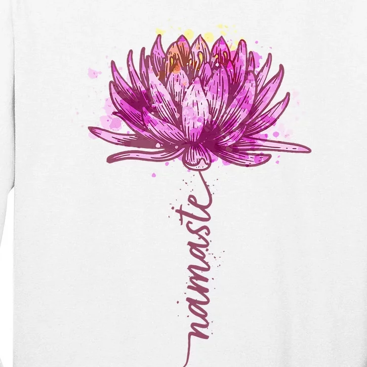 Yoga Namaste Lotus Flower Yoga Water Lily Yoga Tall Long Sleeve T-Shirt