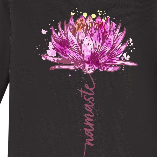 Yoga Namaste Lotus Flower Yoga Water Lily Yoga Baby Long Sleeve Bodysuit