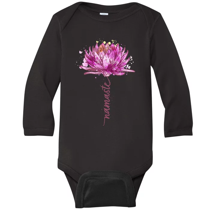 Yoga Namaste Lotus Flower Yoga Water Lily Yoga Baby Long Sleeve Bodysuit