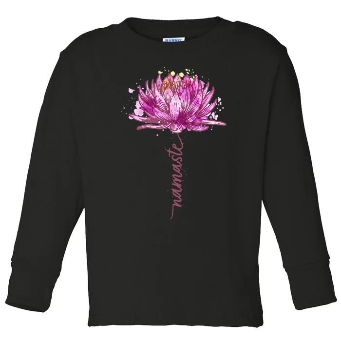 Yoga Namaste Lotus Flower Yoga Water Lily Yoga Toddler Long Sleeve Shirt