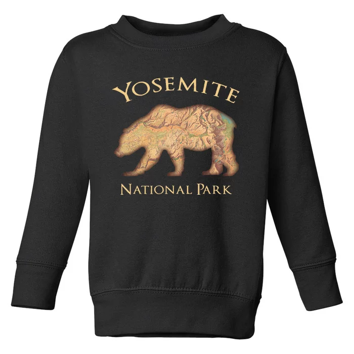 Yosemite National Montana Park Bear Vintage Aerial View Map Toddler Sweatshirt