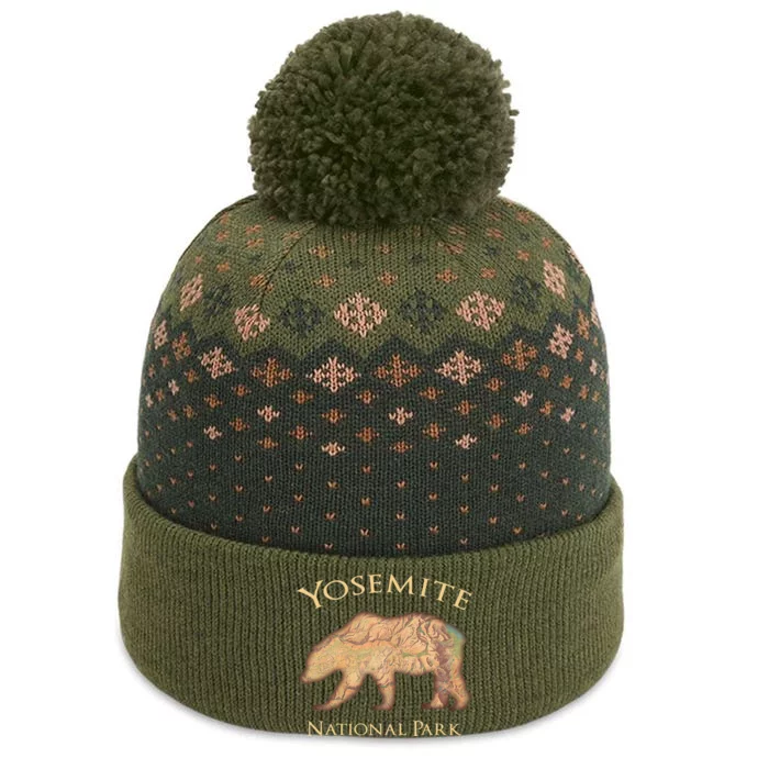 Yosemite National Montana Park Bear Vintage Aerial View Map The Baniff Cuffed Pom Beanie