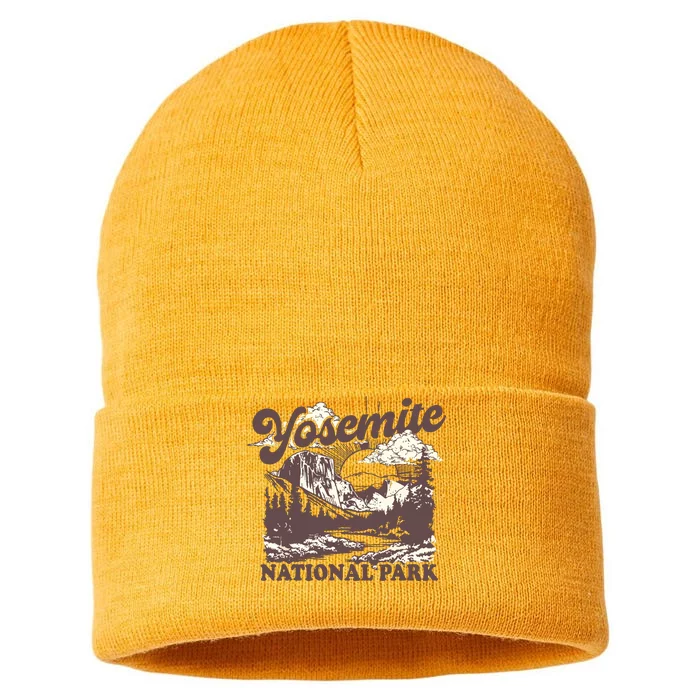 Yosemite National Park California Half Dome Vintage Sustainable Knit Beanie