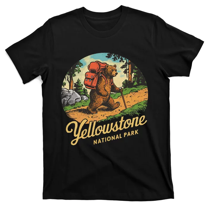 Yellowstone National Park Hiking Bear Vintage Outdoo Hike T-Shirt