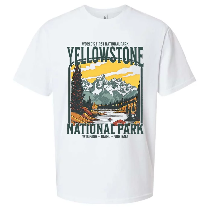 Yellowstone National Park Vintage Hiking Sueded Cloud Jersey T-Shirt