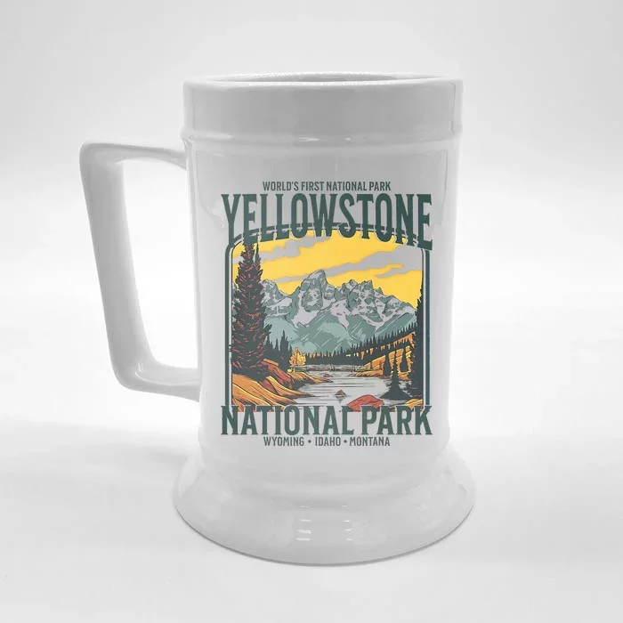 Yellowstone National Park Vintage Hiking Front & Back Beer Stein