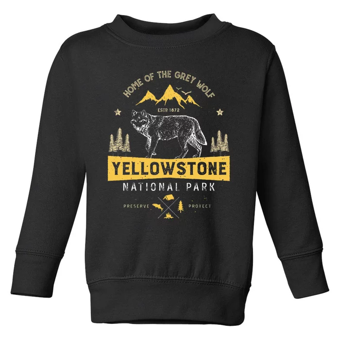 Yellowstone National Park Us Wolf Vintage Toddler Sweatshirt