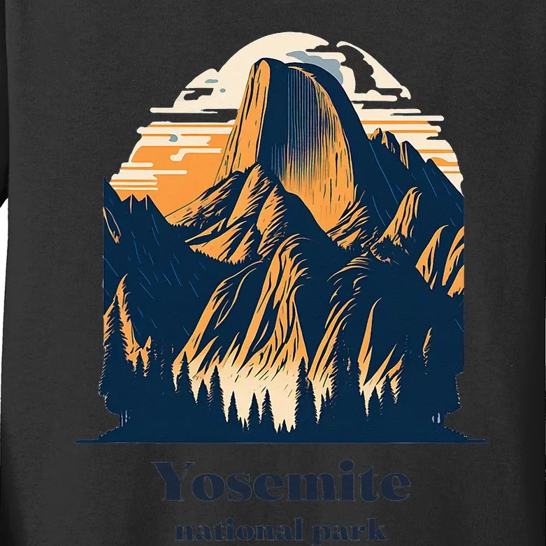 Yosemite National Park California Half Dome Landscape Kids Long Sleeve Shirt