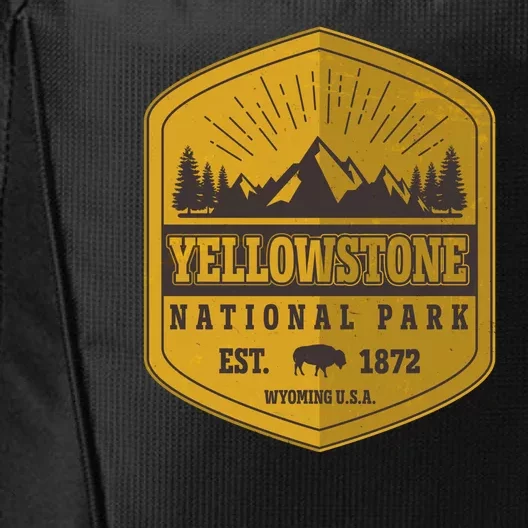 Yellowstone National Park Est 1872 Wyoming USA Gold Emblem City Backpack