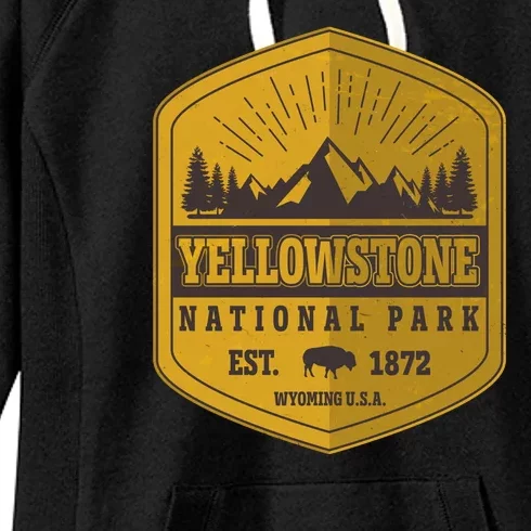 Yellowstone National Park Est 1872 Wyoming USA Gold Emblem Women's Fleece Hoodie