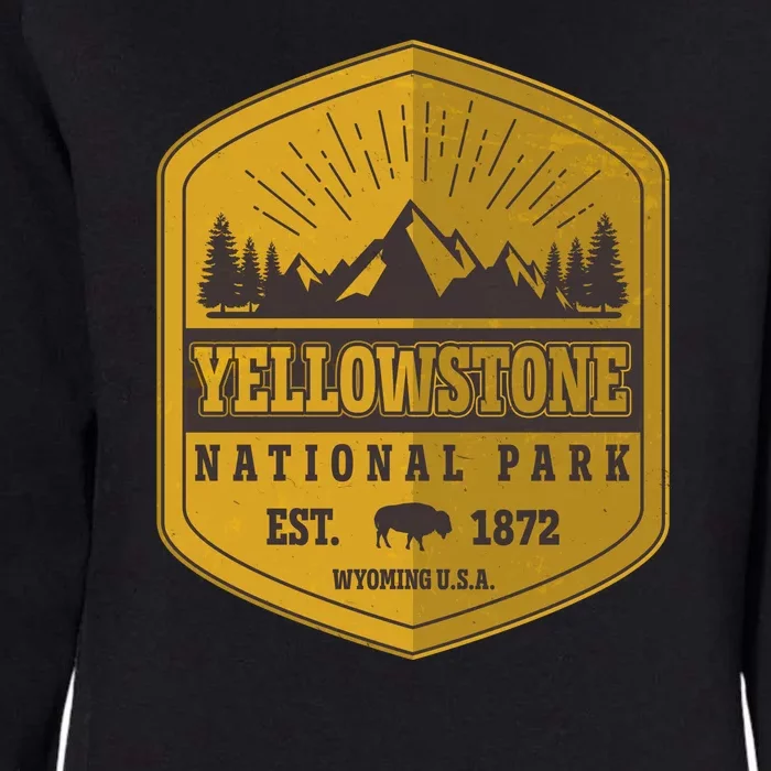 Yellowstone National Park Est 1872 Wyoming USA Gold Emblem Womens California Wash Sweatshirt