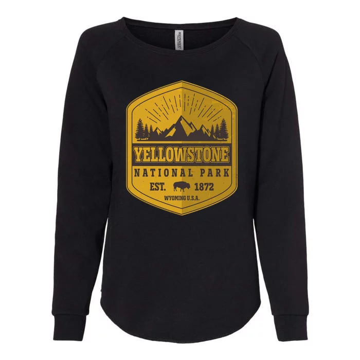 Yellowstone National Park Est 1872 Wyoming USA Gold Emblem Womens California Wash Sweatshirt