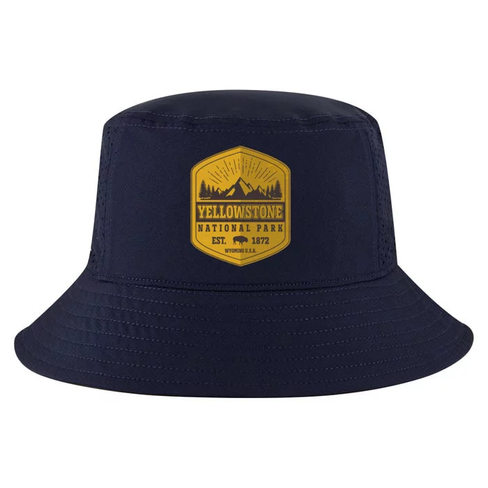 Yellowstone National Park Est 1872 Wyoming USA Gold Emblem Cool Comfort Performance Bucket Hat