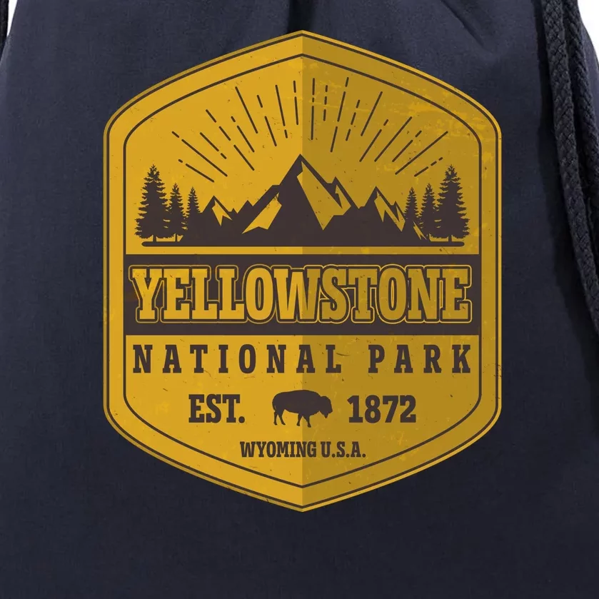 Yellowstone National Park Est 1872 Wyoming USA Gold Emblem Drawstring Bag