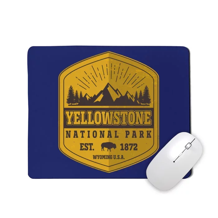 Yellowstone National Park Est 1872 Wyoming USA Gold Emblem Mousepad