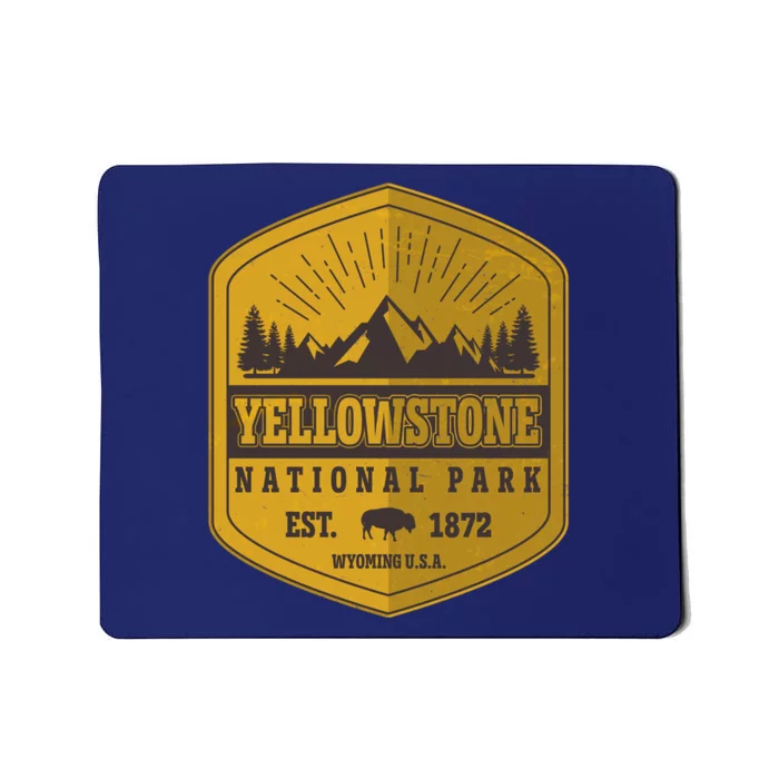 Yellowstone National Park Est 1872 Wyoming USA Gold Emblem Mousepad