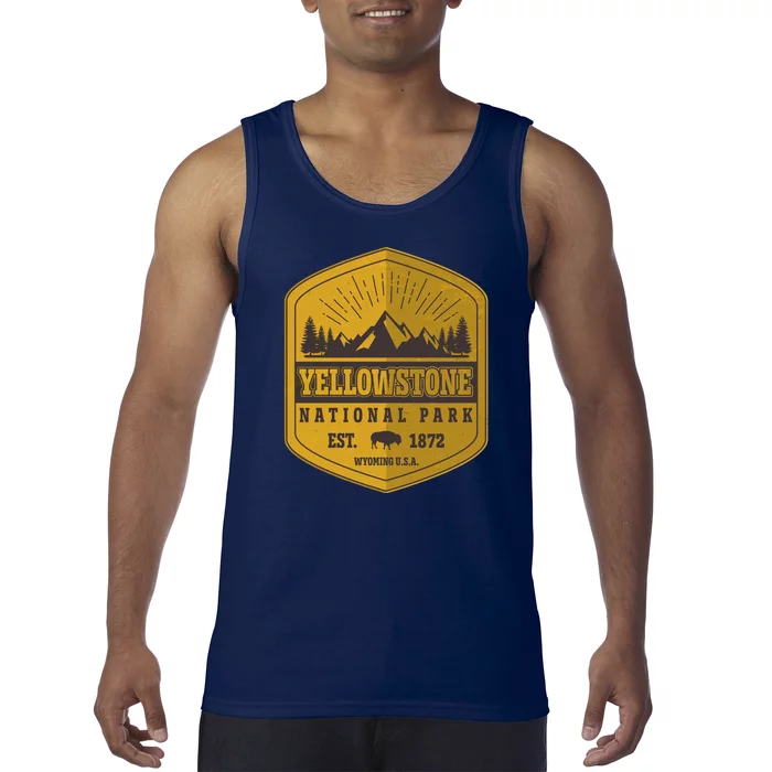 Yellowstone National Park Est 1872 Wyoming USA Gold Emblem Tank Top