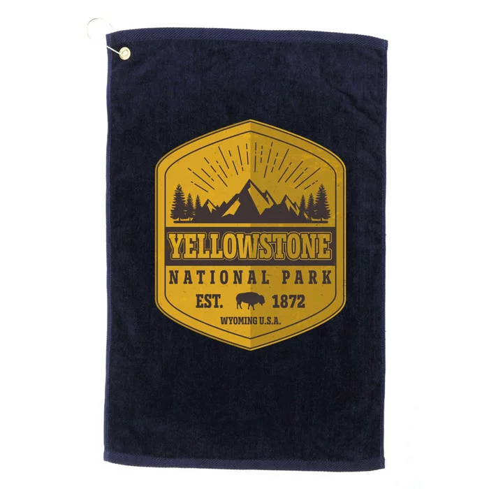 Yellowstone National Park Est 1872 Wyoming USA Gold Emblem Platinum Collection Golf Towel