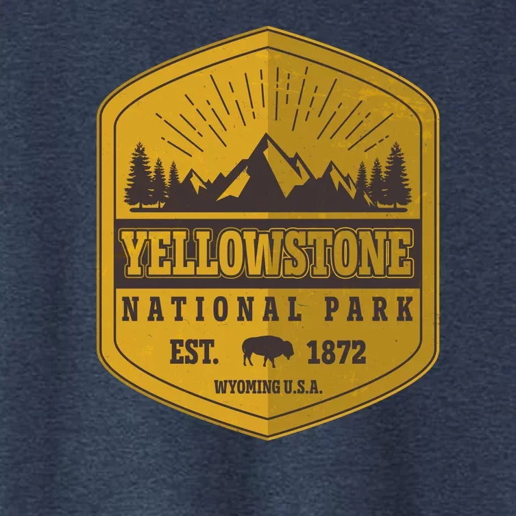 Yellowstone National Park Est 1872 Wyoming USA Gold Emblem Women's Crop Top Tee