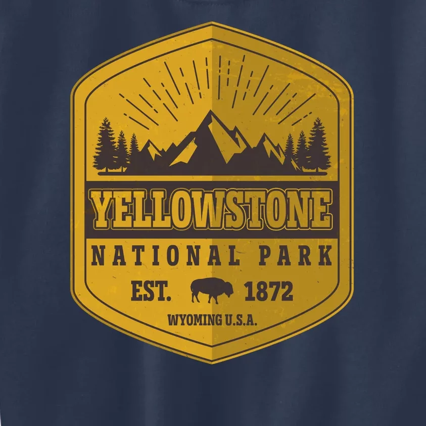 Yellowstone National Park Est 1872 Wyoming USA Gold Emblem Kids Sweatshirt