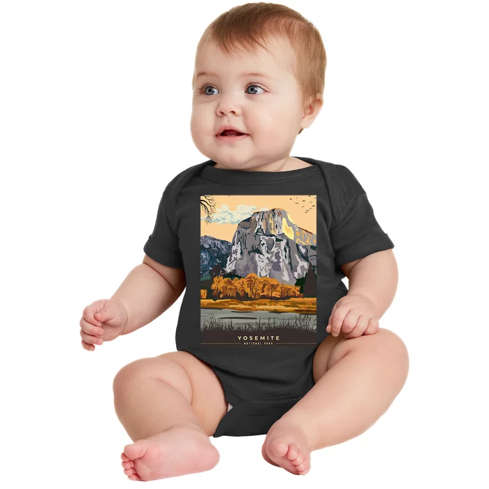 Yosemite National Park Retro Baby Bodysuit