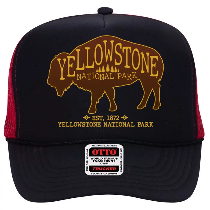 Yellowstone National Park EST 1872 Buffalo Logo High Crown Mesh Trucker Hat