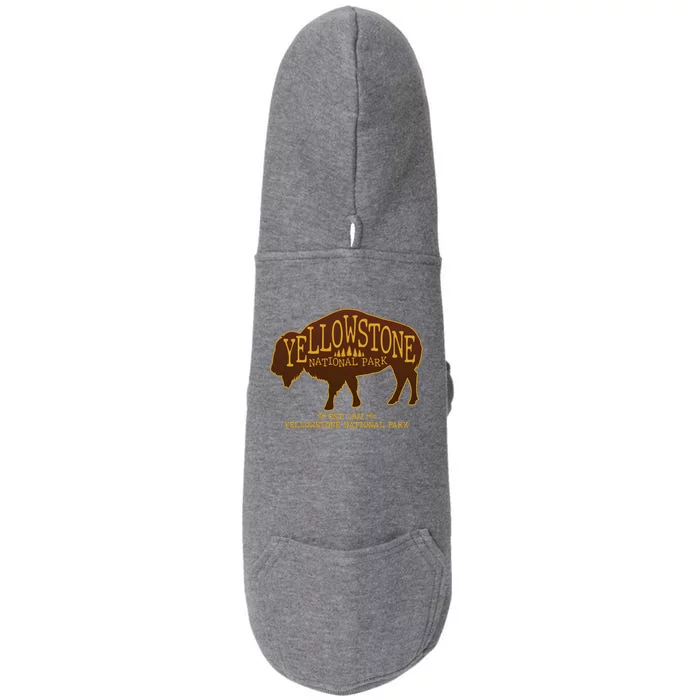 Yellowstone National Park EST 1872 Buffalo Logo Doggie 3-End Fleece Hoodie