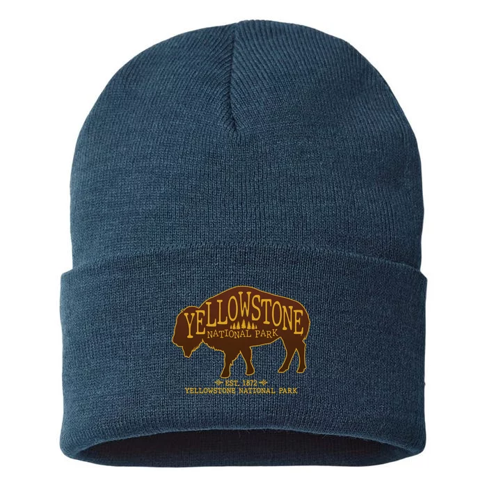 Yellowstone National Park EST 1872 Buffalo Logo Sustainable Knit Beanie