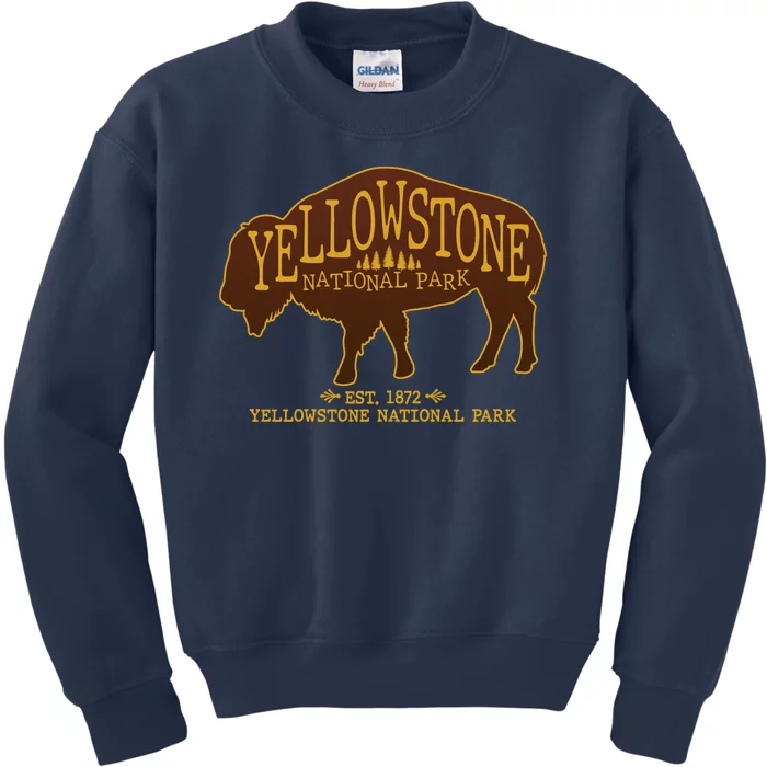 Yellowstone National Park EST 1872 Buffalo Logo Kids Sweatshirt