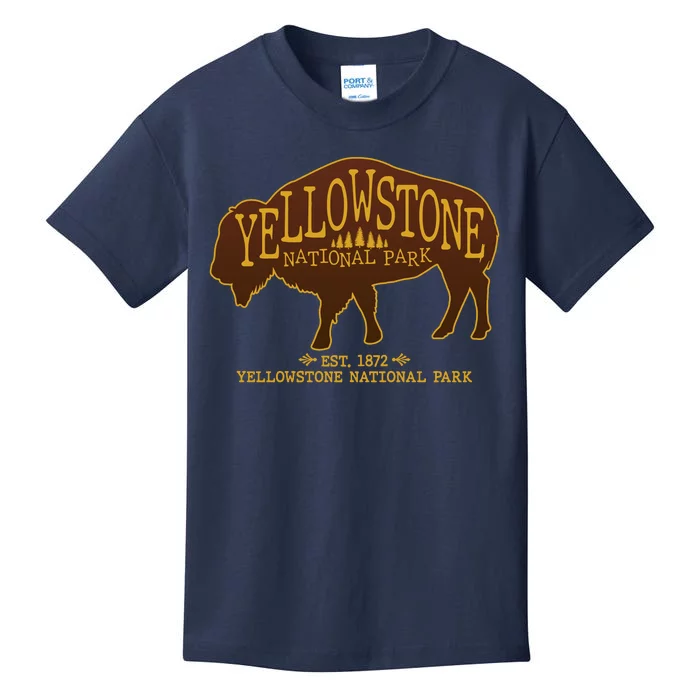 Yellowstone National Park EST 1872 Buffalo Logo Kids T-Shirt