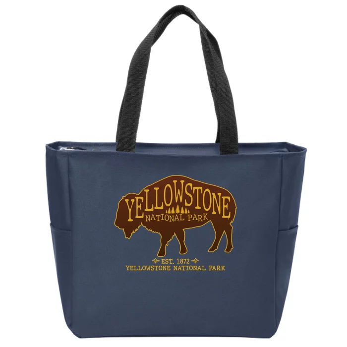 Yellowstone National Park EST 1872 Buffalo Logo Zip Tote Bag