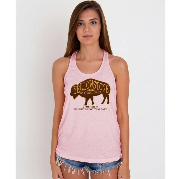 Yellowstone National Park EST 1872 Buffalo Logo Women's Knotted Racerback Tank